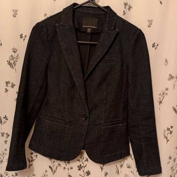 Banana Republic Black Jean Jacket Tailored Classic Design - Picture 1 of 8